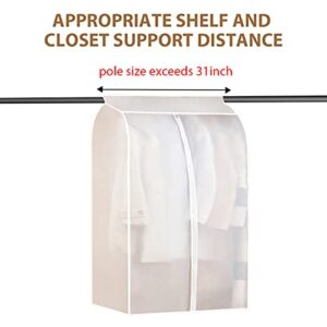 SubClap Garment Cover Hanging Clothes Bag Organizer 47 inch, Translucent Dustproof Waterproof Garment Bags for Storage Suit Shirt Dress Coat Jackets with Full Zipper & Magic Tape, 1 Pack (Wide 31”)