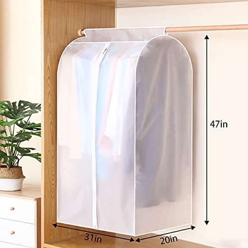 SubClap Garment Cover Hanging Clothes Bag Organizer 47 inch, Translucent Dustproof Waterproof Garment Bags for Storage Suit Shirt Dress Coat Jackets with Full Zipper & Magic Tape, 1 Pack (Wide 31”)