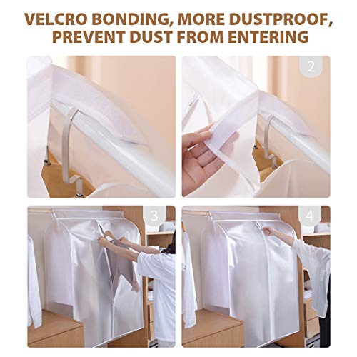 SubClap Garment Cover Hanging Clothes Bag Organizer 47 inch, Translucent Dustproof Waterproof Garment Bags for Storage Suit Shirt Dress Coat Jackets with Full Zipper & Magic Tape, 1 Pack (Wide 31”)