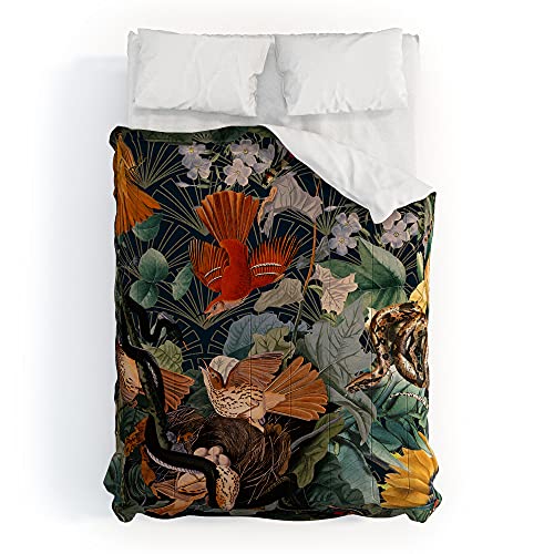 Society6 2021 Cotton Comforter, Queen, Burcu Korkmazyurek Birds and Snakes