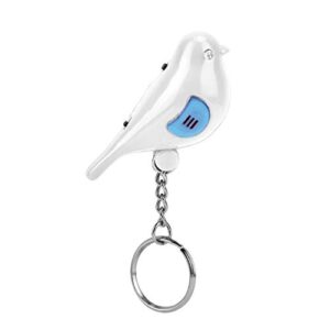 bird key finder led whistle key finder voice control keychain with battery for wallets children bags(white)
