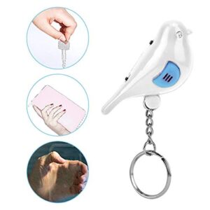 Bird Key Finder LED Whistle Key Finder Voice Control Keychain With Battery for Wallets Children Bags(white)