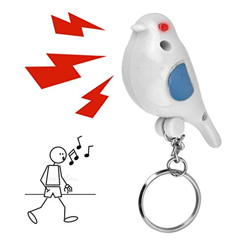 Bird Key Finder LED Whistle Key Finder Voice Control Keychain With Battery for Wallets Children Bags(white)