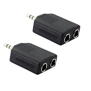 PNGKNYOCN 3.5mm (1/8 Inch) to 6.35mm (1/4 Inch) Stereo Audio Splitter，TRS 3.5mm Male to Two 6.35mm Female nterconnect Audio Connector Adapter(2-Pack)