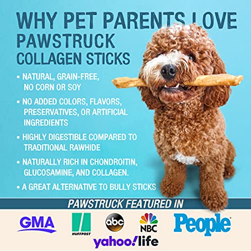 Pawstruck Beef Collagen Sticks for Dogs, Small Long Lasting Chews for All Breeds, 5-Count Bully Sticks and Rawhide Alternative Treats w/Chondroitin & Glucosamine, Low Fat & High Protein Dental Treats