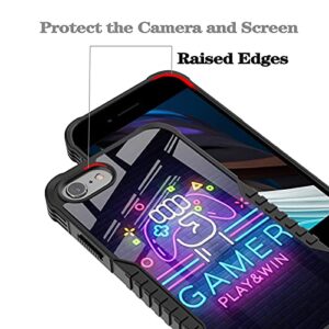 iPhone SE 3rd Gen (2022)/2nd (2020) Case Easter Gamer Play Win Game Over Design for Boys Kids [Shockproof Corners] [Anti-Scratch] [Anti-Slip] Military Grade Protective Case for iPhone 8/7/6/SE