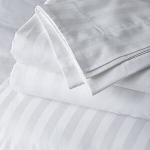 merissa luxury 100% egyptian cotton sheets 1000 thread count 4 piece extra deep pocket bed sheet set sateen stripe (white, king)