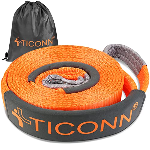 TICONN 3 ''x20' Recovery Tow Strap, Break Strength 35,000 lbs Tested Tree Saver, Triple Reinforced Webbing and Loop Straps Kit, Winch Snatch Strap (20' Recovery Strap)