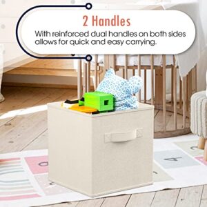 Ornavo Home Foldable Collapsible Storage Box Bins Shelf Basket Cube Organizer with Dual Handles - Set of 6-13 x 13 x 13 - Beige