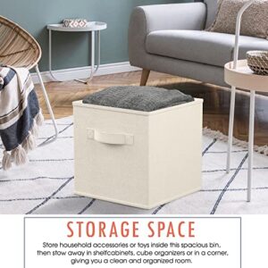 Ornavo Home Foldable Collapsible Storage Box Bins Shelf Basket Cube Organizer with Dual Handles - Set of 6-13 x 13 x 13 - Beige