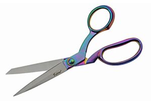 szco supplies 8.5” fatima heavy-duty fabric tailor scissors with rainbow finished handle (107713-rb)