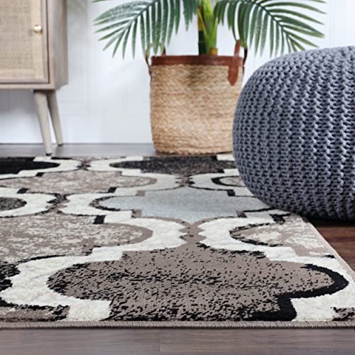 BLUENILEMILLS BNM Indoor Small Area Rug with Jute Backing, Perfect for Kitchen, Bedroom, Hardwood, Living Room, Dorm, Entry, Office, Transitional Versatile Design, Viking Collection, 5' x 5', Ivory