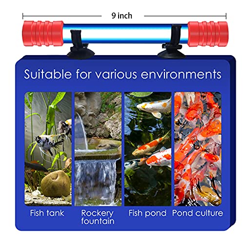 TAISHAN Aquarium Clean Light，9W&11W&13W UV Sanitizer Submersible Light with Timer,Aquarium Water Clean with Shading Strip,Green Clear Waterproof Clean Lamp for Pond,Swimming Pool,Indoor