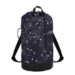space galaxy constellation laundry bag backpack bags mesh wash laundry bags dirty clothes organizer for college,travel,camp,dorm essentials
