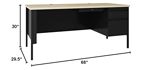 Lorell Fortress Pedestal Desk, Beige