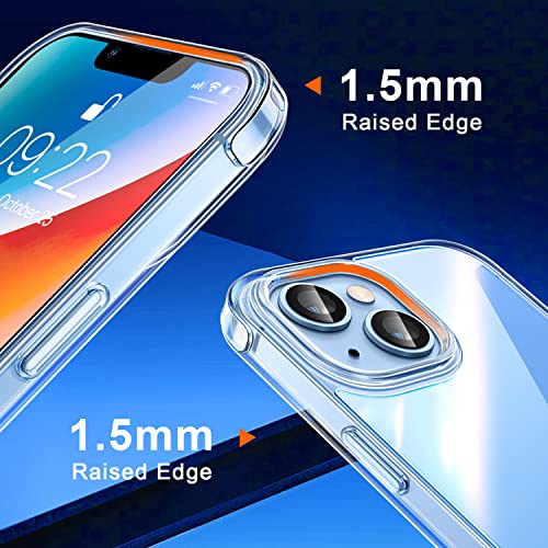 CANSHN Clear Designed for iPhone 13 case and iPhone 14 Case, [3.0mm Raised Airbags][Not Yellowing] Shockproof Protective Phone Case Cover with Hard Back & Soft TPU Bumper for iPhone 13/14 6.1''- Clear