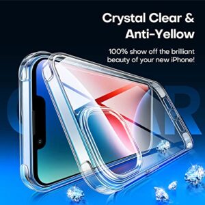 CANSHN Clear Designed for iPhone 13 case and iPhone 14 Case, [3.0mm Raised Airbags][Not Yellowing] Shockproof Protective Phone Case Cover with Hard Back & Soft TPU Bumper for iPhone 13/14 6.1''- Clear