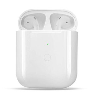 compatible with airpods 2&1 charger case replacement, wireless airpods charging case with bluetooth pairing sync button, no earbuds, white