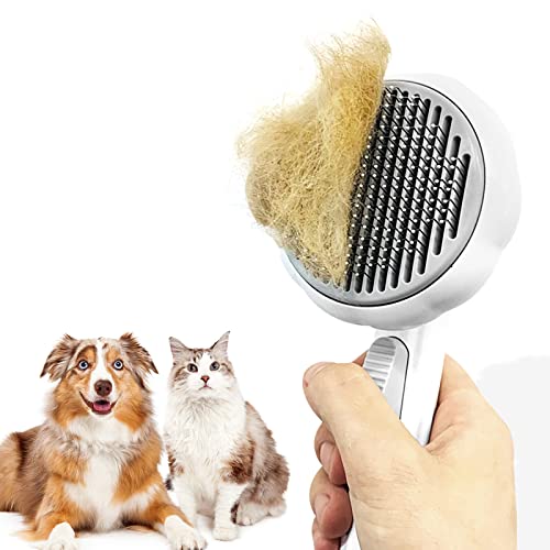 Pet Pumpkin Brush,Cat Brushes for Indoor Cat,Cat Hair Brush for Shedding,Cat Comb for Long or Short Haired Cat Massage Removes Mats,Pet Self Cleaning Slicker Brush for Dog Cat Pet Grooming Brush