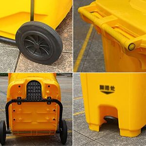 LZQBD Garbage Cans,Multifunctional Trash Can, Wheeled Industrial Waste Compost Bin for Factory Community Street Outdoor Garbage Recycling Bin,Yellow,50L