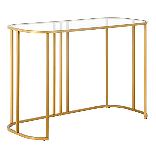 Beatrice 44'' Wide Oval Writing Desk in Brass