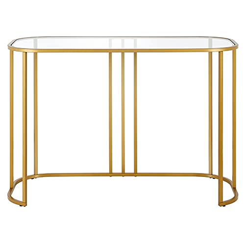 Beatrice 44'' Wide Oval Writing Desk in Brass