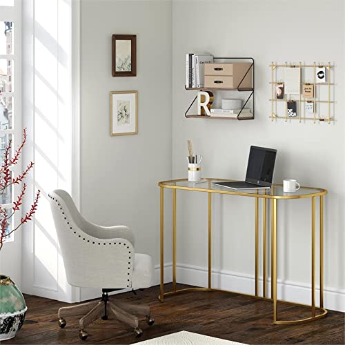 Beatrice 44'' Wide Oval Writing Desk in Brass