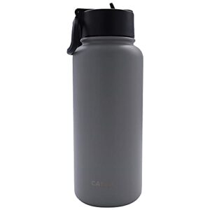 meldikiso 32oz stainless steel water bottle with wide mouth lid, portable grey drinking cup, double wall vacuum insulated
