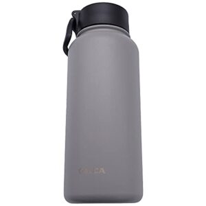 MELDIKISO 32oz Stainless Steel Water Bottle with Wide Mouth Lid, Portable Grey Drinking Cup, Double Wall Vacuum Insulated