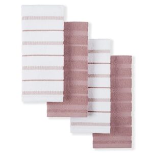 kitchenaid albany kitchen towel 4-pack set,cotton,dried rose/white, 16"x26"