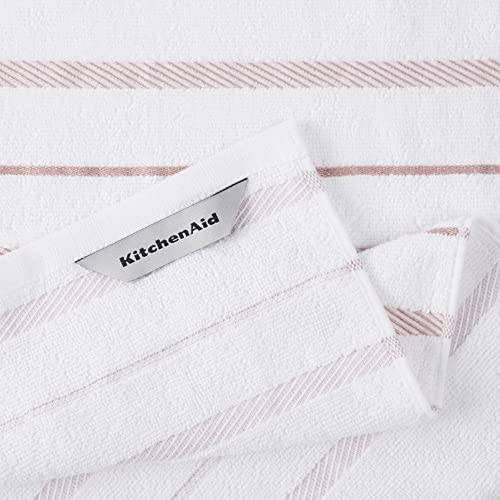 KitchenAid Albany Kitchen Towel 4-Pack Set,Cotton,Dried Rose/White, 16"x26"