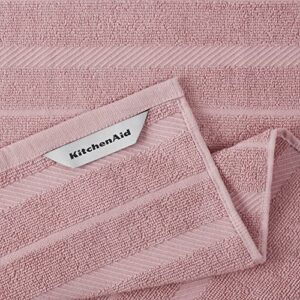 KitchenAid Albany Kitchen Towel 4-Pack Set,Cotton,Dried Rose/White, 16"x26"