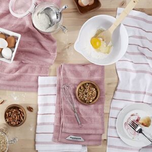 KitchenAid Albany Kitchen Towel 4-Pack Set,Cotton,Dried Rose/White, 16"x26"