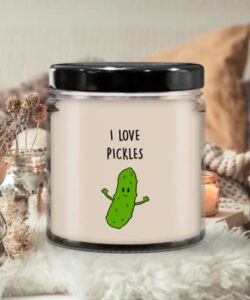 i love pickles candle - soy wax candle - hand poured candle - 9 oz vanilla-scented candle - candle jar