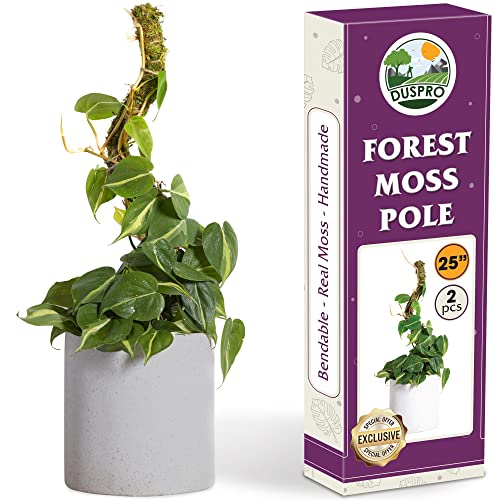 DUSPRO 2 Pack 25 Inch Real Moss Pole for Monstera Bendable Plant Stakes, Sphagnum Handmade Slim Forest Moss Stick, Potted Plants Support/Totem Perfect for Small/Medium Climbing Plants Indoor