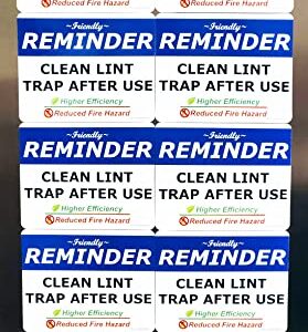 Dryer Magnet - Clean Lint Trap After Use Friendly Reminder Sign - 10 Pack