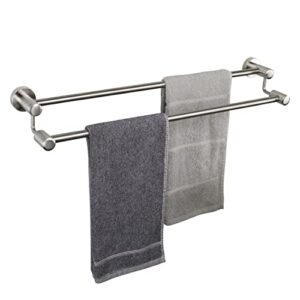 tocten double bath towel bar - thicken sus304 stainless steel towel rack for bathroom, bathroom accessories double towel rod heavy duty wall mounted towel holder (brushed,24in)