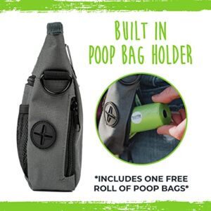 Mighty Paw Dog Treat Pouch 2.0 | Pet Training Hands-Free Snack Bag w/Strap. Holds 2 Cups Kibble, Poop Bags, Phone & Keys. Magnetic Clasp & Waist Belt Clip. Includes 1 Roll of Poop Bags (Green/Grey)