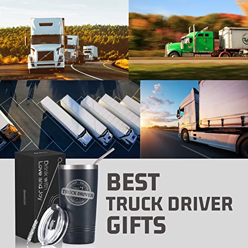 Onebttl Truck Driver Gifts For Men - World's #1 Truck Driver - 20oz/590ml Stainless Steel Insulated Tumbler - Christmas, Thank you, Retirement Gifts For Truck Driver - (Black)