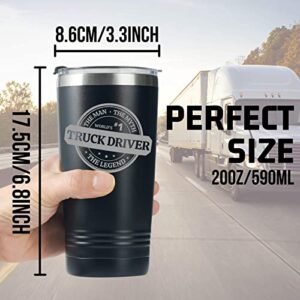 Onebttl Truck Driver Gifts For Men - World's #1 Truck Driver - 20oz/590ml Stainless Steel Insulated Tumbler - Christmas, Thank you, Retirement Gifts For Truck Driver - (Black)