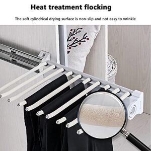 LJHSS Pull Out Pants Hanger Bar,Closet Pants Hanger Bar,Slide Out Side Mount,with 9 Arms for Space Saving and Storage,35x32.6cm13.7x12.8inch,Beige