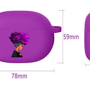 Black Girl Beats Studio Buds Case Soft Silicone - African American Case Cover Protective for Beats Studio Buds Charging Case 2021 Women (Purple Hair Black Girl)