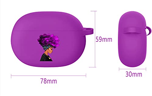 Black Girl Beats Studio Buds Case Soft Silicone - African American Case Cover Protective for Beats Studio Buds Charging Case 2021 Women (Purple Hair Black Girl)