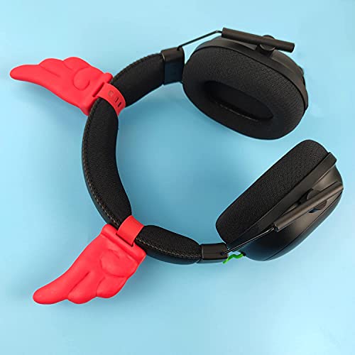 Angel Wings Horn for Handphone, Universal Fit Cute Decrotration Adjustable Hand Band Clip Attachment for Tutle Beach, Hyperx,Logitech, Sony Gaming Headsets, for Gamer Livers,Red