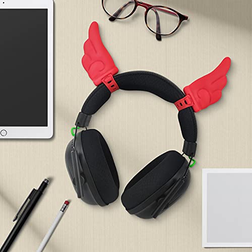 Angel Wings Horn for Handphone, Universal Fit Cute Decrotration Adjustable Hand Band Clip Attachment for Tutle Beach, Hyperx,Logitech, Sony Gaming Headsets, for Gamer Livers,Red