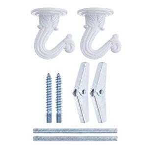 uxcell ceiling hooks with hardware zinc alloy white 29x38mm 2pcs for hanging chandeliers plants