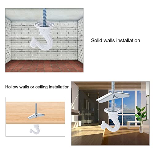 uxcell Ceiling Hooks with Hardware Zinc Alloy White 29x38mm 2Pcs for Hanging Chandeliers Plants