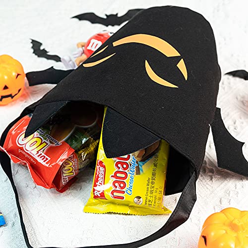 Zhenpony Halloween Trick or Treat Bags Bat Candy Bucket Reusable Canvas Bag Best Halloween Party Gifts for Kids Halloween Bucket Large