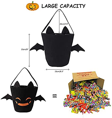 Zhenpony Halloween Trick or Treat Bags Bat Candy Bucket Reusable Canvas Bag Best Halloween Party Gifts for Kids Halloween Bucket Large