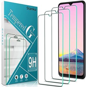 slanku (3 pack) screen protector for samsung galaxy a12 tempered glass, bubbles free, anti-scratch, easy to install, case friendly, 9h-hardness